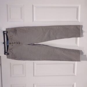Democracy "Ab" solution size 8 tan straight leg ankle jean. High rise button fly
